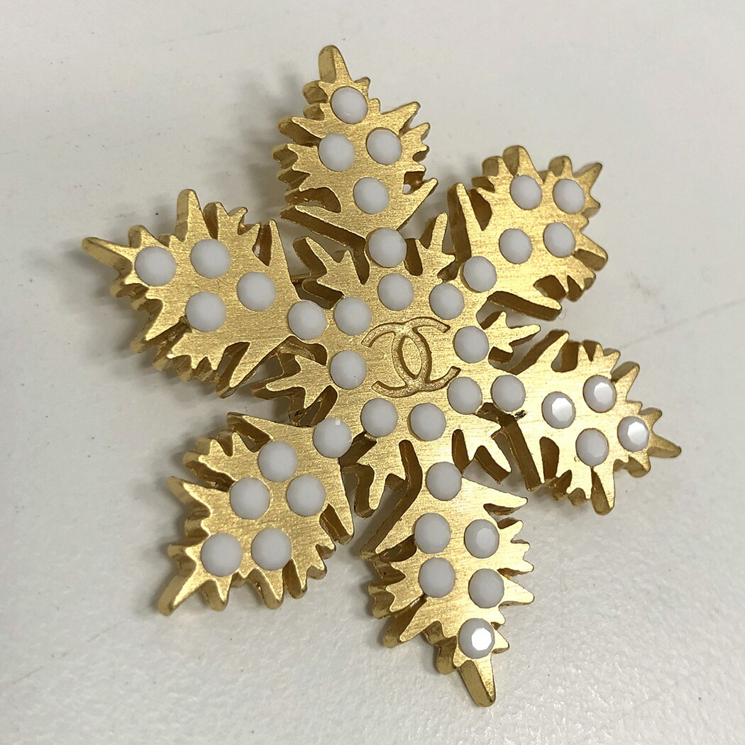 楽天市場】CHANEL ブローチ スノーフレーク 雪の結晶 01A ゴールド
