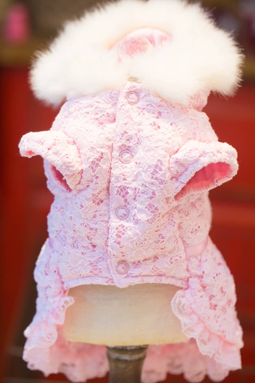 ブルブブ ピンク犬服 ファー襟付きコート S ストア ブルブブ BUL BU-BU