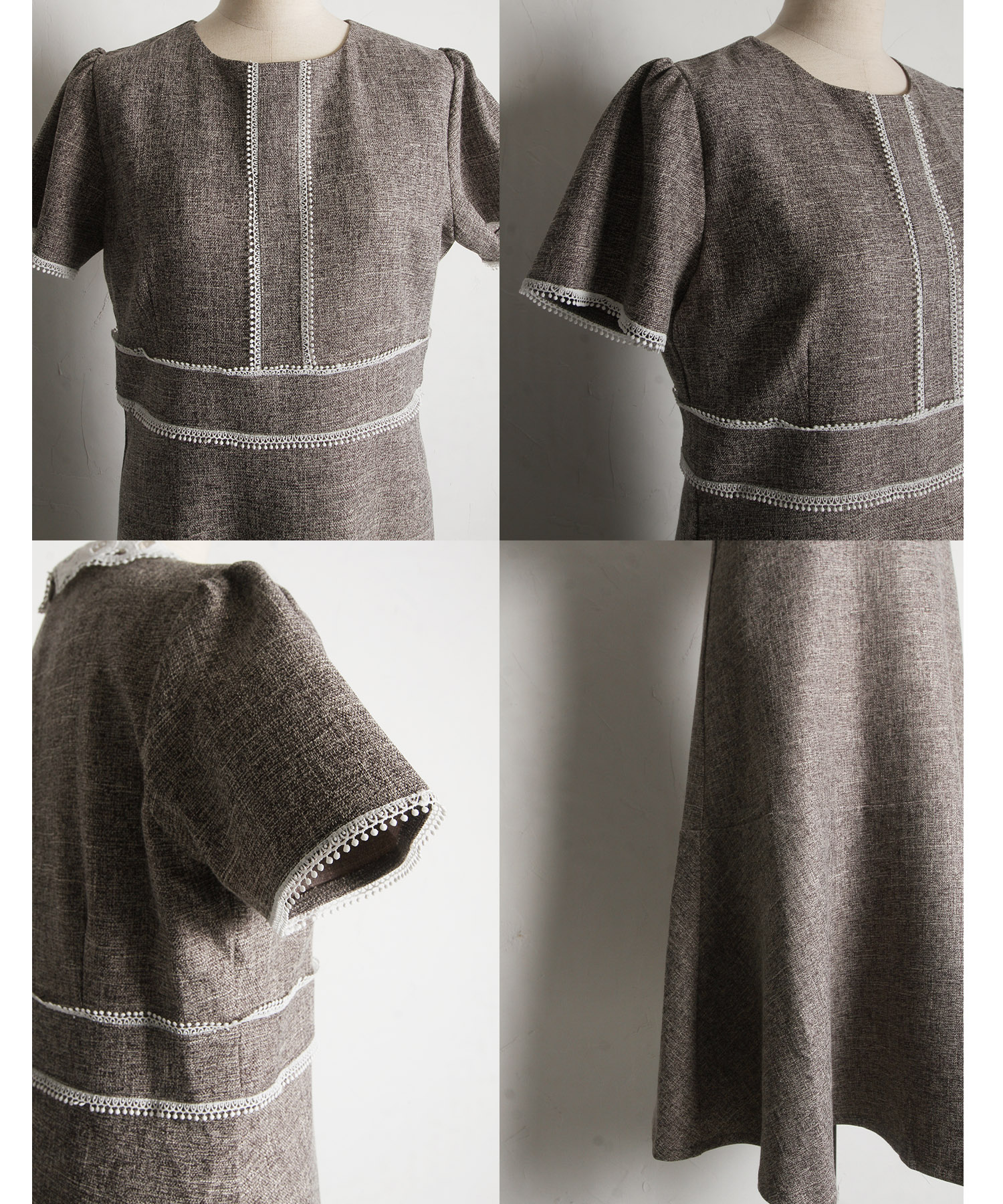 楽天市場】2WAYレース襟付き配色サマーツイードワンピース【jemaes