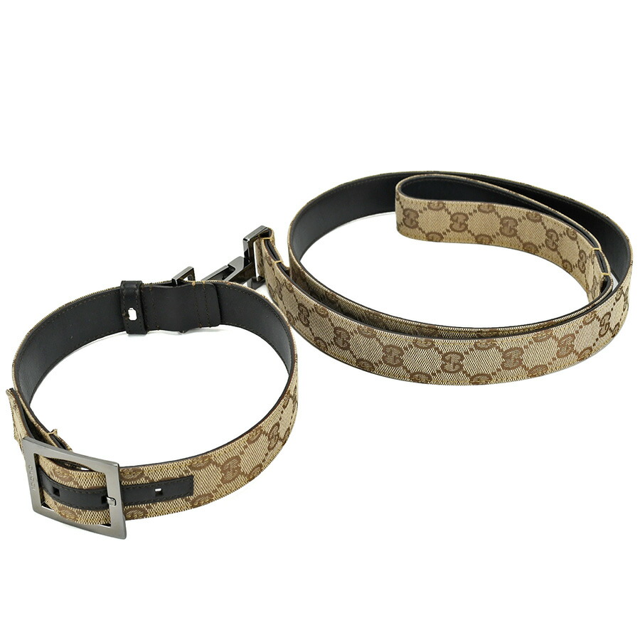 楽天市場】グッチ GUCCI 首輪 リード セット 散歩 GGキャンバス レザー