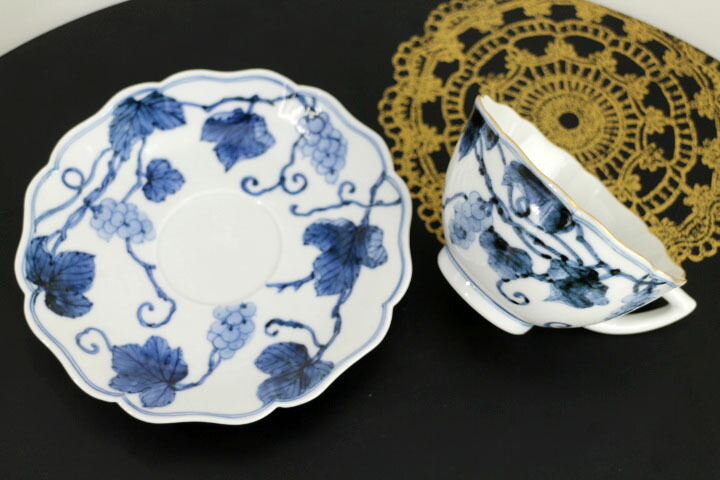 楽天市場】九谷焼 カップ＆ソーサー ぶどう文/山本長左（宮内庁御用窯