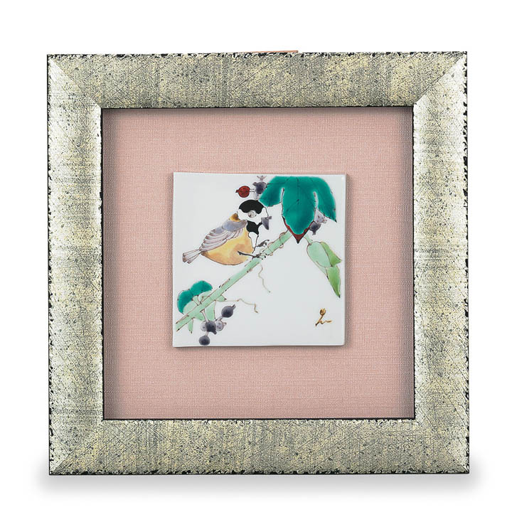 有田焼 琥山窯 菖蒲 金箔押 アヤメ 菖蒲 陶板画 額装 有田焼 琥山窯