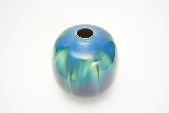 ☆人間国宝☆ 徳田八十吉・碧明釉・壺 人間国宝 三代徳田八十吉作 7号