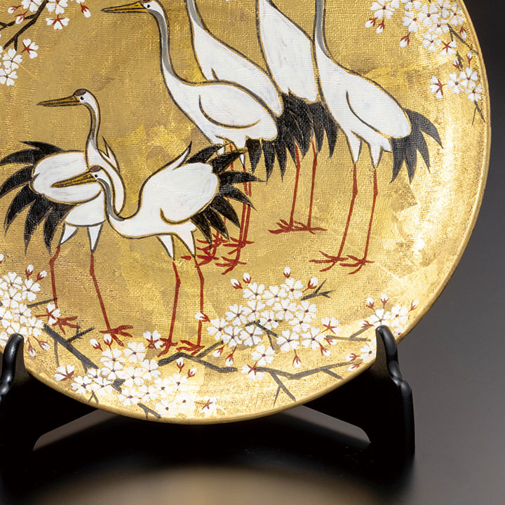 九谷焼 昇竜作 飾り大皿12号本金 松鷹 九谷焼 昇竜作 飾り大皿12号本金