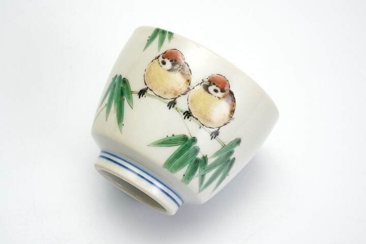 T 九谷造 ぐい呑み 盃5客 酒盃 唐津 花鳥 T 九谷造 ぐい呑み 盃5客