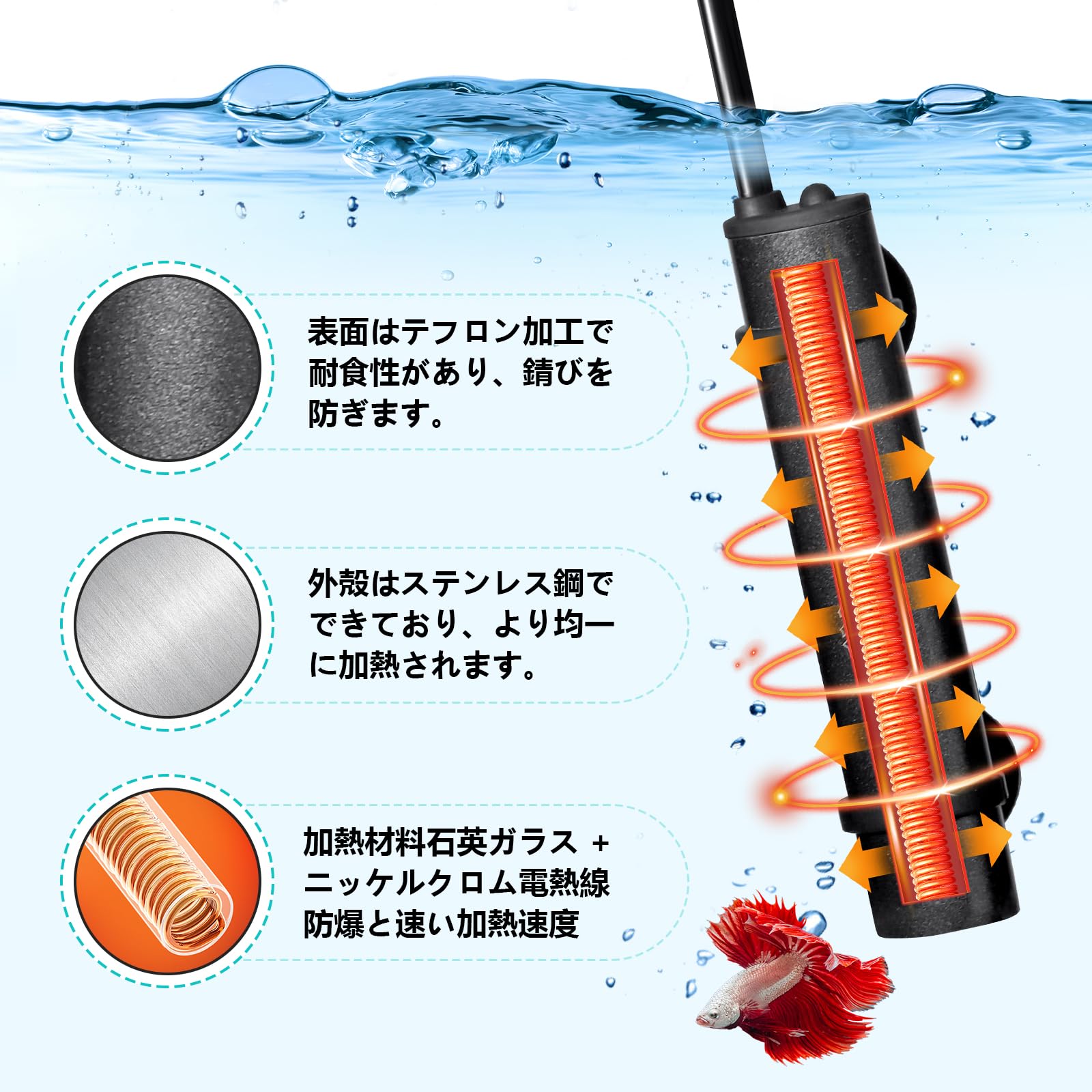 楽天市場】【送料無料】hygger 水槽用ヒーター 水槽水温管理用 温度