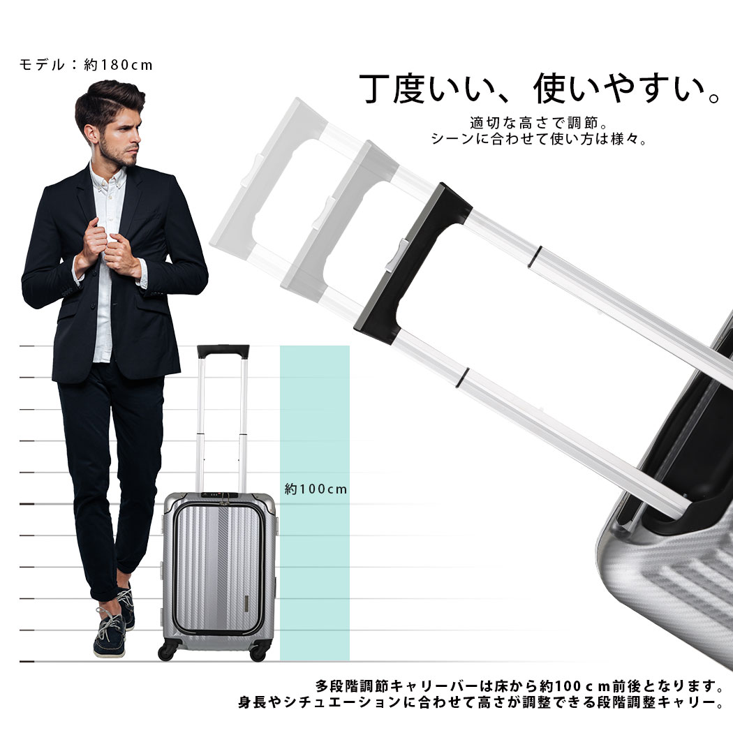 楽天市場】スーツケース エンボス加工 USBポート付き ビジネスキャリー