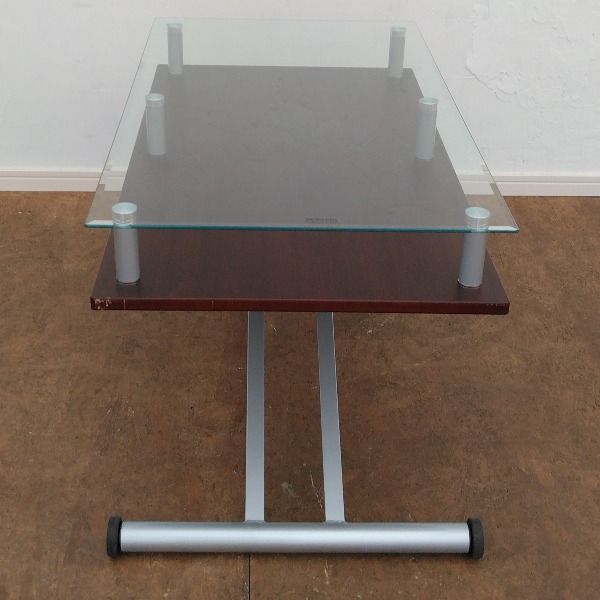 楽天市場】【中古】 昇降式 ダイニングテーブル 昇降テーブル ガラス天