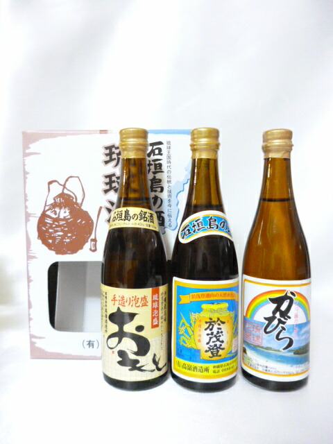 泡盛 入波平酒造3本セット 舞富名1.8L・600ml・180ml 泡盛横丁：泡盛・