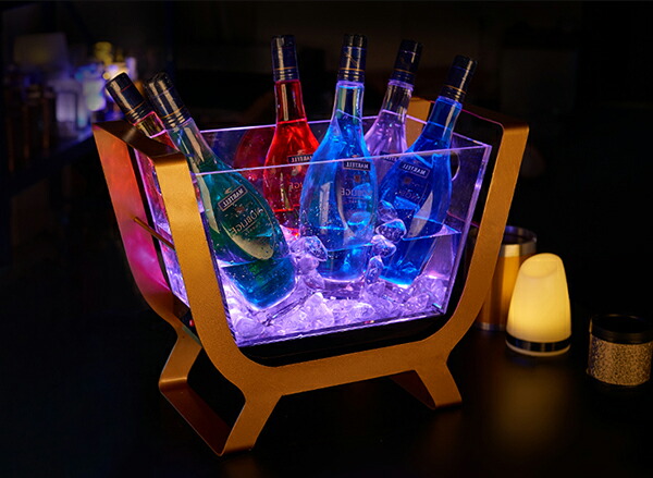 楽天市場】光る ワインクーラー 大型 長方形 台座付き マルチカラー