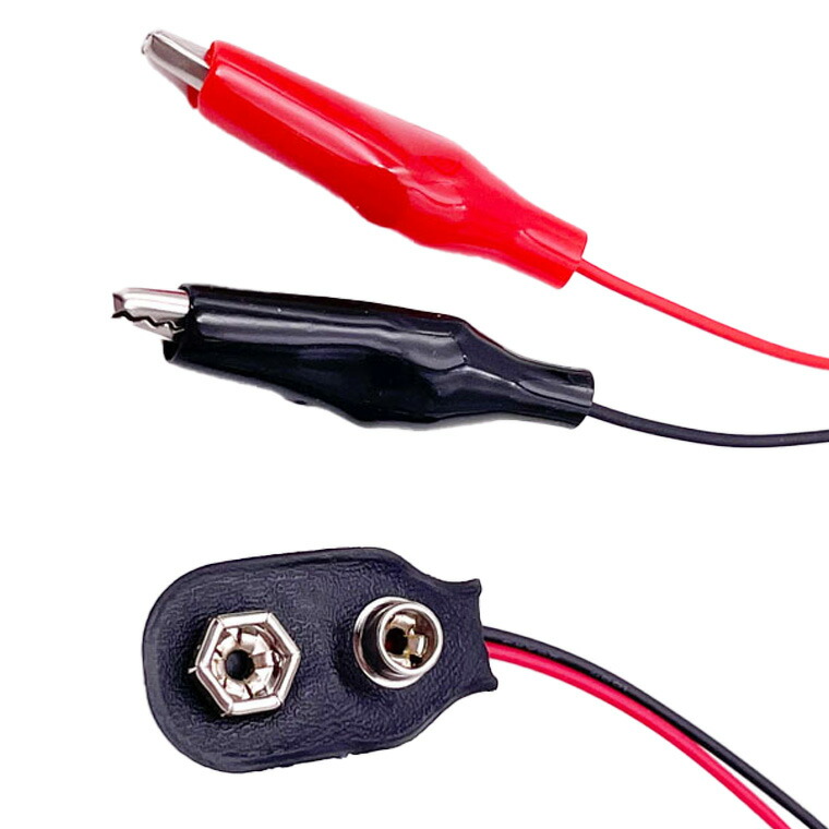 楽天市場】9V バッテリースナップ ワニ口クリップ 付き 角型 9V電池