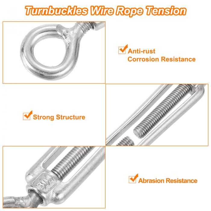 楽天市場】uxcell 6個セット M5 アイ・アイ ターンバックル ワイヤー