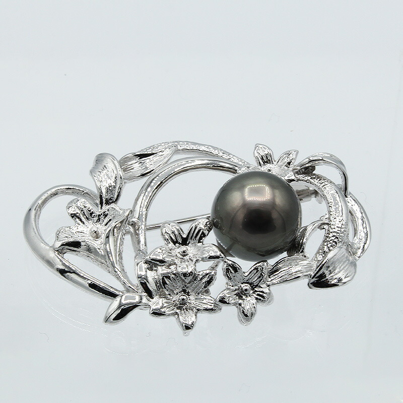 楽天市場】ブラックパール ブローチ 11mm SV925 黒真珠 タヒチ産