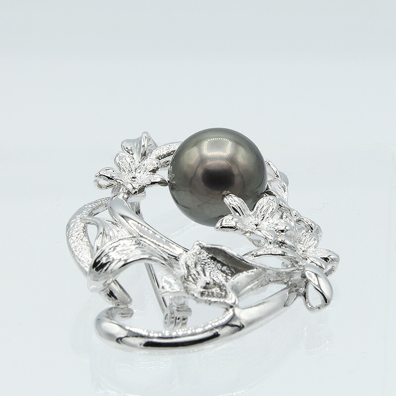 楽天市場】ブラックパール ブローチ 11mm SV925 黒真珠 タヒチ産