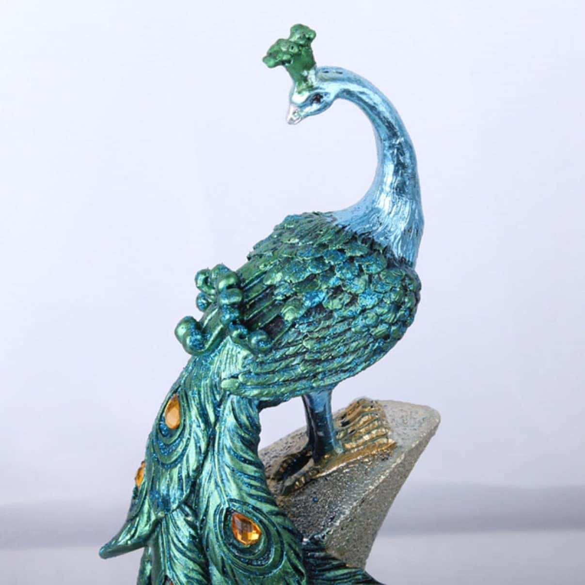 楽天市場】孔雀 彫刻品 現代彫刻 置物 モダン 樹脂工芸品 インテリア