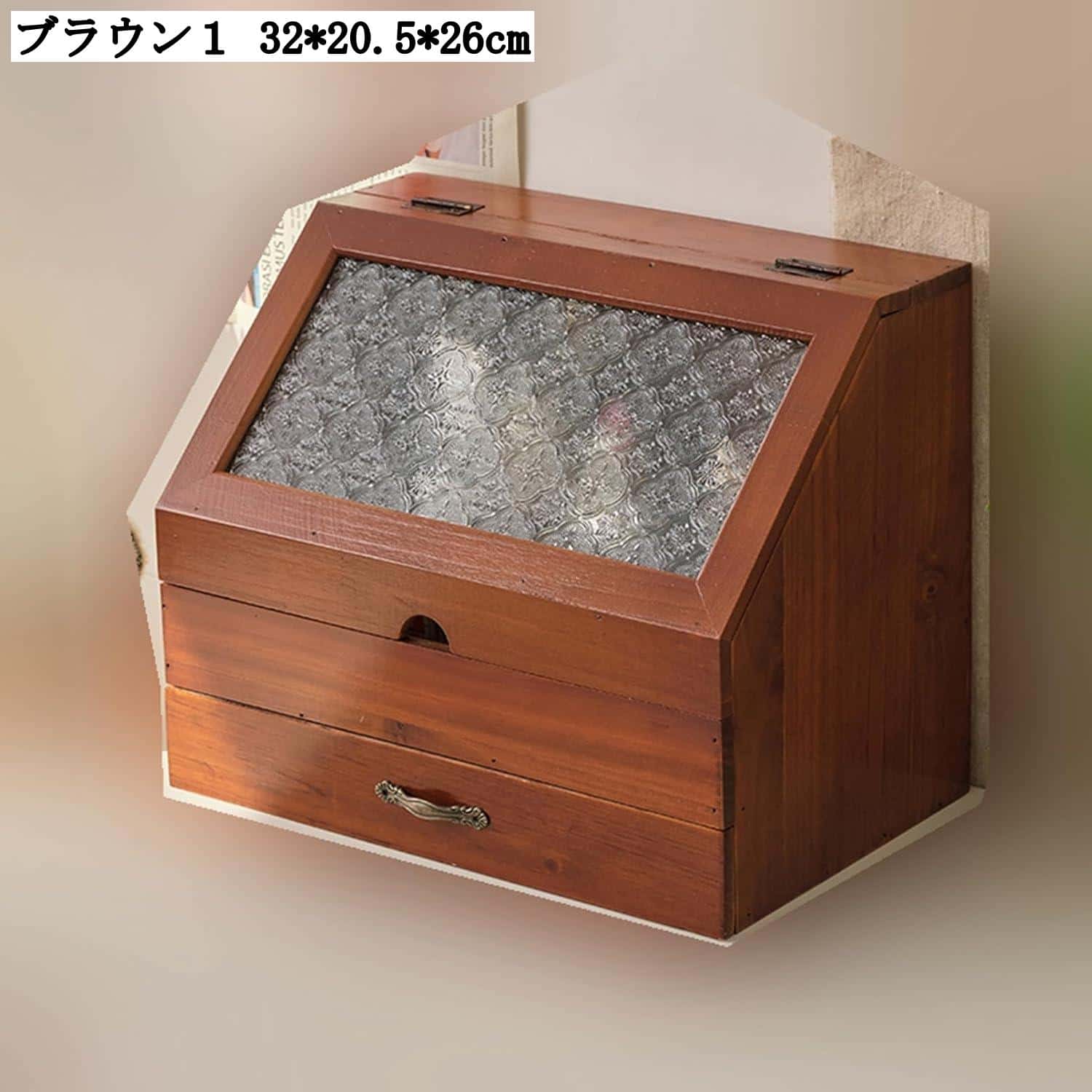 楽天市場】卓上収納ボックス アンティーク 透明窓 引き出し 木製 多