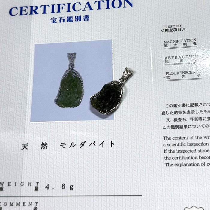 楽天市場】モルダバイト ペンダントトップ ネックレス【鑑別書付き