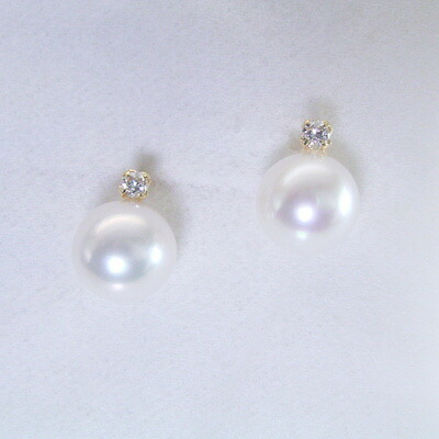 楽天市場】18金 本真珠 あこや アコヤ 天然ダイヤモンド ピアス k18