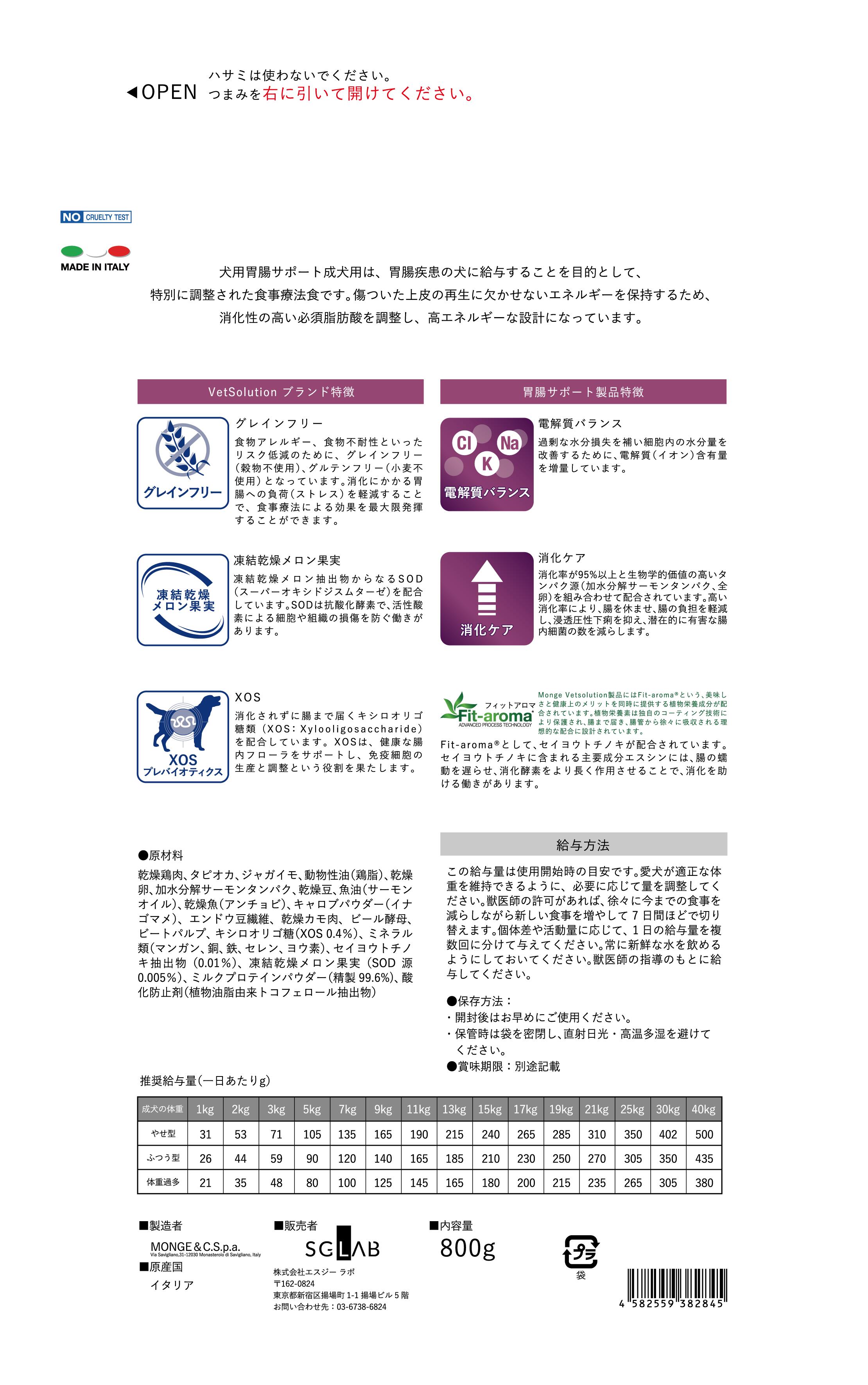 楽天市場】【新規格】VetSolution 犬用 胃腸サポート 成犬用 800g×3袋
