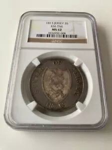 楽天市場】ジャージー諸島: 3 シリング 1813 非常に珍しい、NGC-MS-62