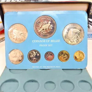 1974年 ベリーゼ国 新貨幣 プルーフセット 熱帯鳥 モ*ー様 1974年