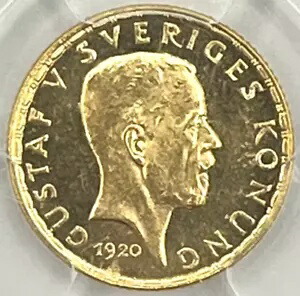 やっちゃん1920年スウェーデン5クローナ金貨☆MS65 やっちゃん1920年