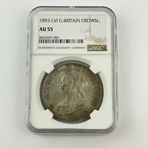 1893年 ビクトリア 女王 ベールドヘッド クラウン 銀貨 NGC MS63 1893