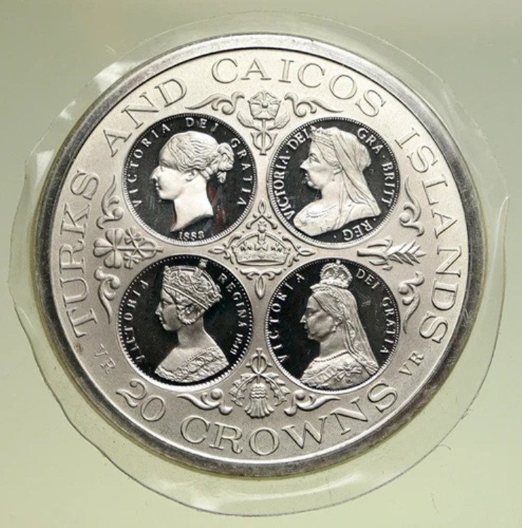 タークス・カイコス諸島 25CROWNS銀貨 エリザベス2世戴冠式25周年記念