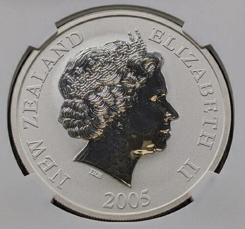 2005年ニュージーランド・ローウィ・キウイ銀貨 NGC MS70