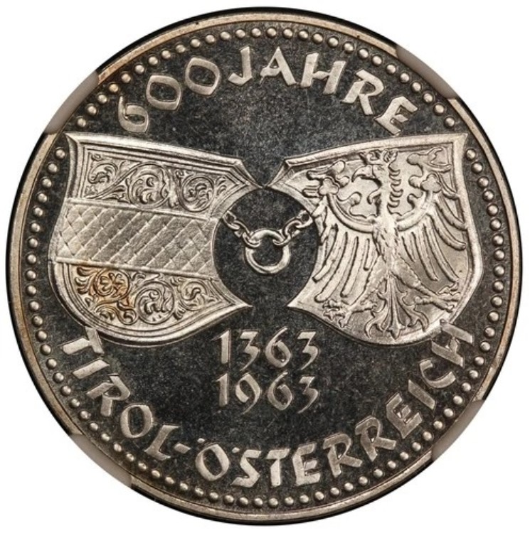 1861年発行のオーストリア1フロリン銀貨（ミントマーク“A”、ウィーン
