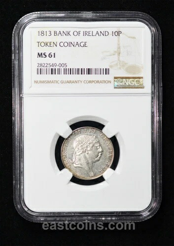 NGC MS61 1813年 アイルランド 10ペンス銀行トークン No.48