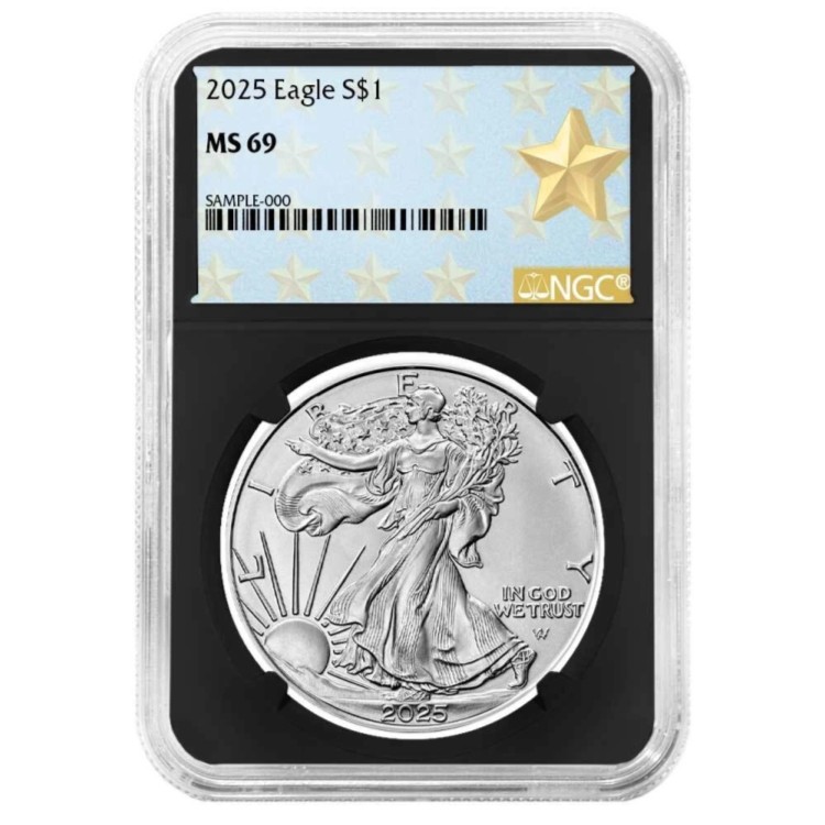 2025年 1ドル アメリカン シルバー イーグル NGC MS69 ウェスト