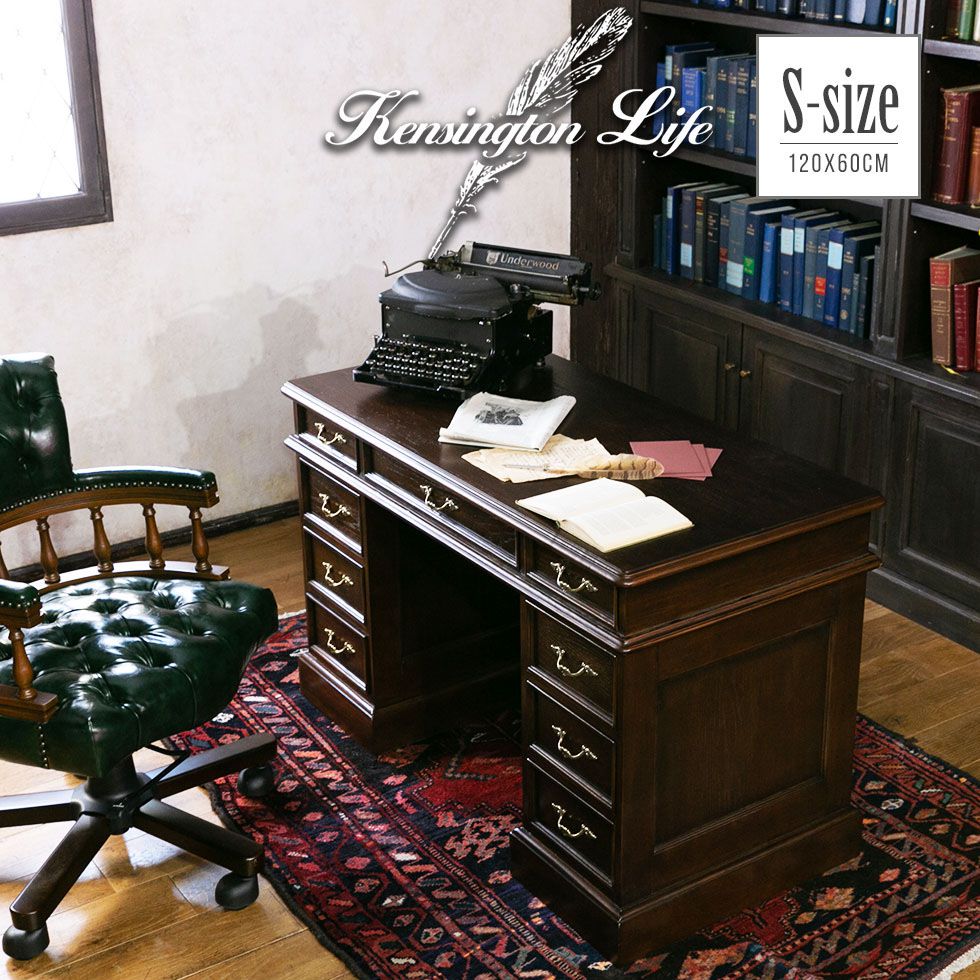 イギリス製 アンティーク 家具 デスク 机 収納 書斎 作業台 英国 6047e