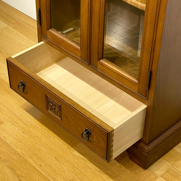 楽天市場】キャビネット ガラスキャビネット 食器棚 書棚 ナラ無垢