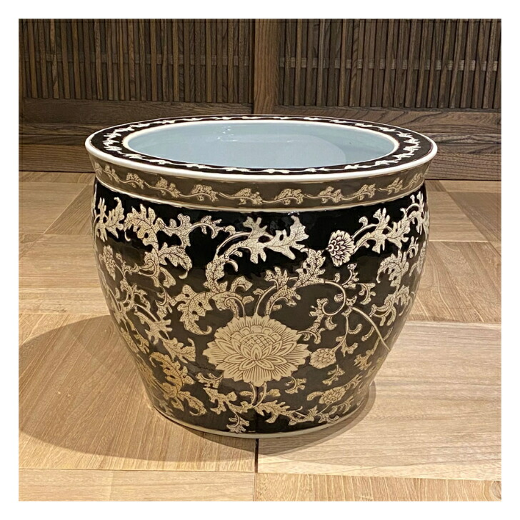 楽天市場】水鉢 火鉢 プランターカバー 鉢カバー メダカ鉢 ブラック 黒