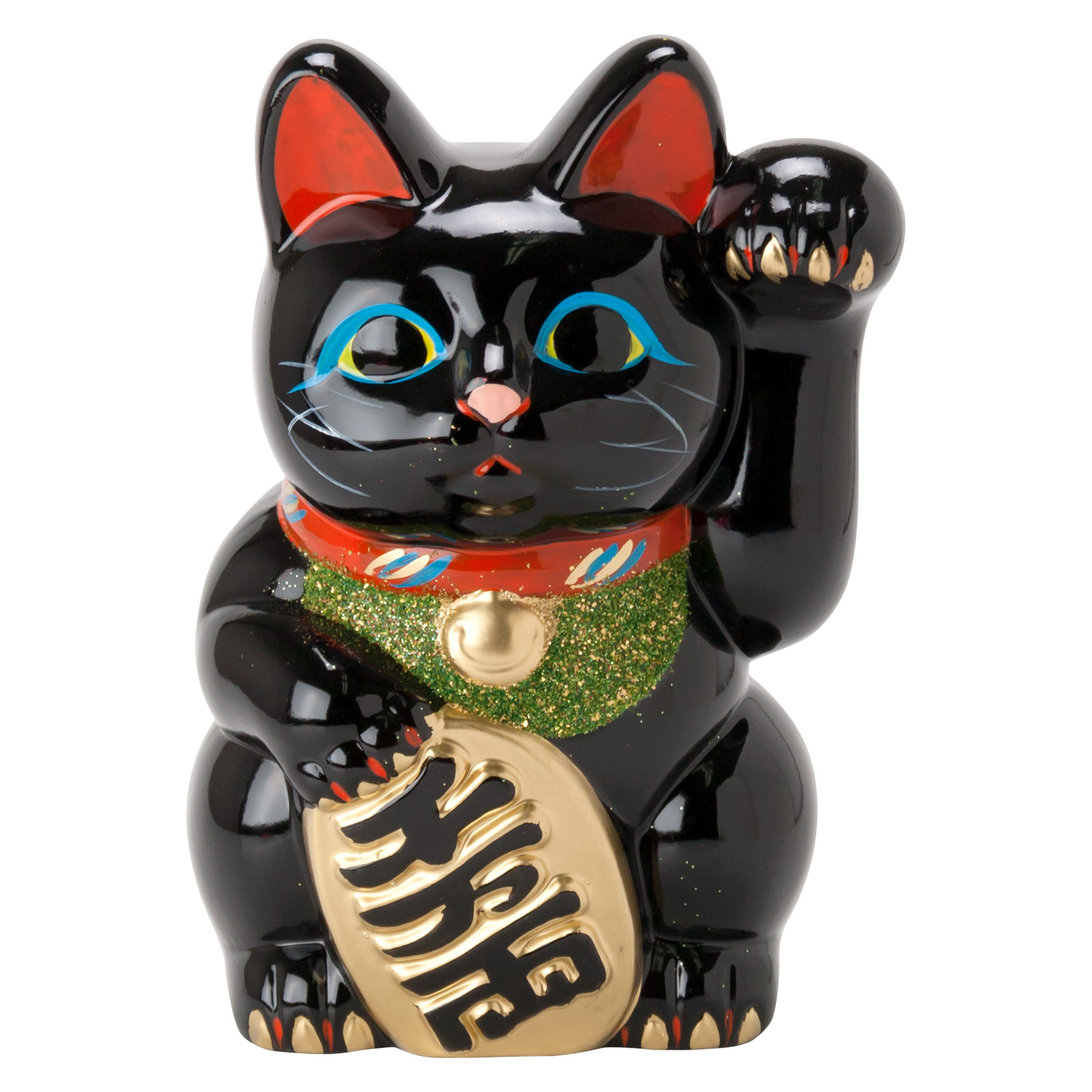 楽天市場】常滑焼 招き猫 6号小判黒猫貯金箱 左手上げ (143-55-86