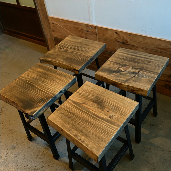 楽天市場】古材 アイアンスツール｜アンティーク 一点物 木製 花台