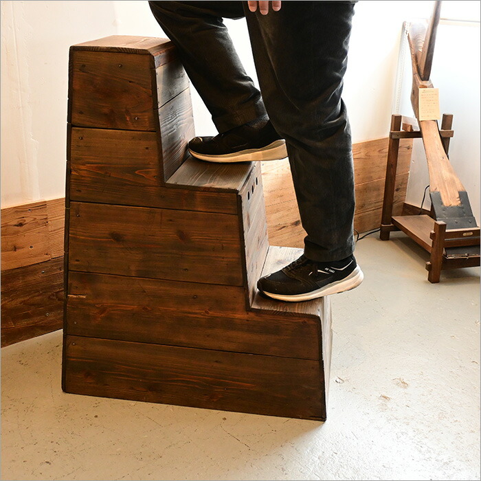 楽天市場】1点物 踏み台 ふみ台 木製 3段 アンティーク家具 無垢 子供