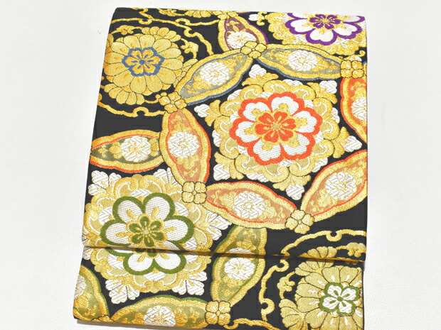 楽天市場】即納可能 お仕立て上り 西陣織 振袖用袋帯 黒地 古典柄