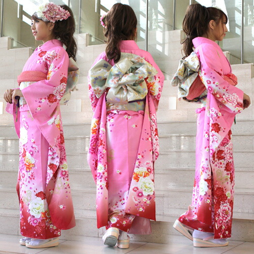 振袖フルセット 桃（ピンク）153㎝～170㎝目安 73-1169 京友禅振袖