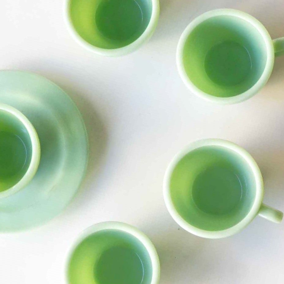 ファイヤーキングジェダイ ミントグリーン ガラス皿 楕円形