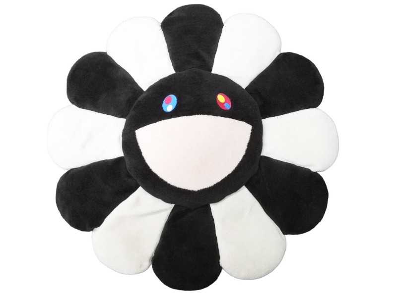 激レア 村上隆 クッション 花 カイカイキキ グレー ブラック フラワー