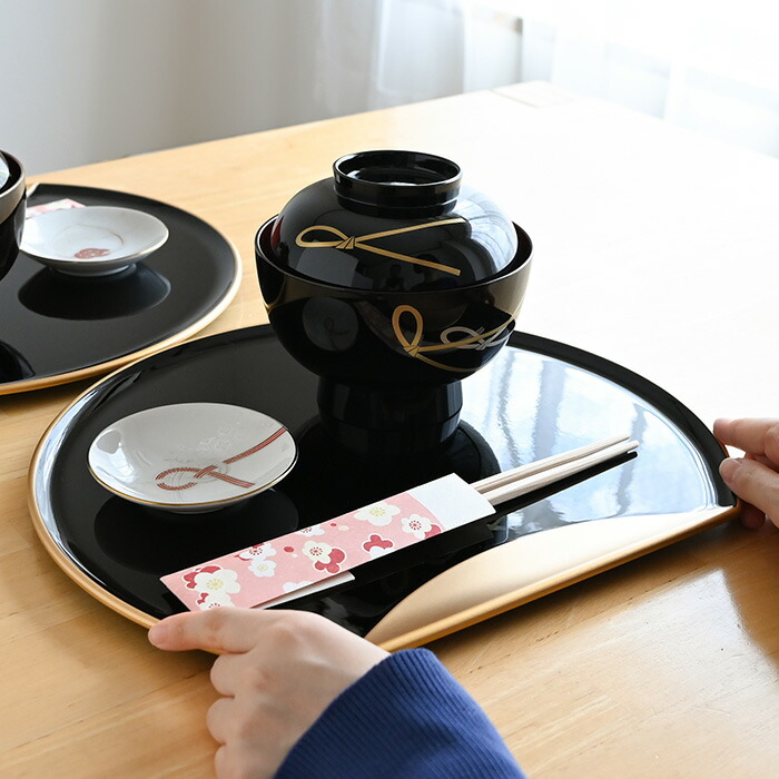 楽天市場】半月盆 お正月 お盆 トレー 33cm 無地 黒 2枚組 1039115