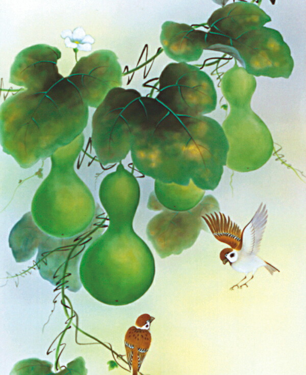 楽天市場】掛け軸 掛軸（かけじく） 六瓢息災（伊藤 義彦）日本画 花鳥