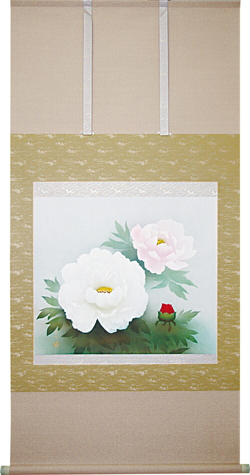 美品 掛け軸 中川幸彦作「富士」縁起物 共箱 美術年鑑掲載 太巻き付