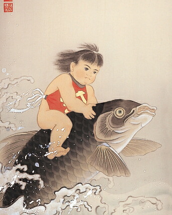 鳥取県因幡物、因幡鯉の掛け軸 鳥取県因幡物、因幡鯉の掛け軸