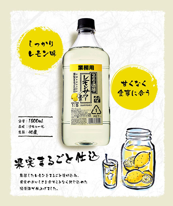 サントリー こだわり酒場のレモンサワーの素 1800ml 6本セット