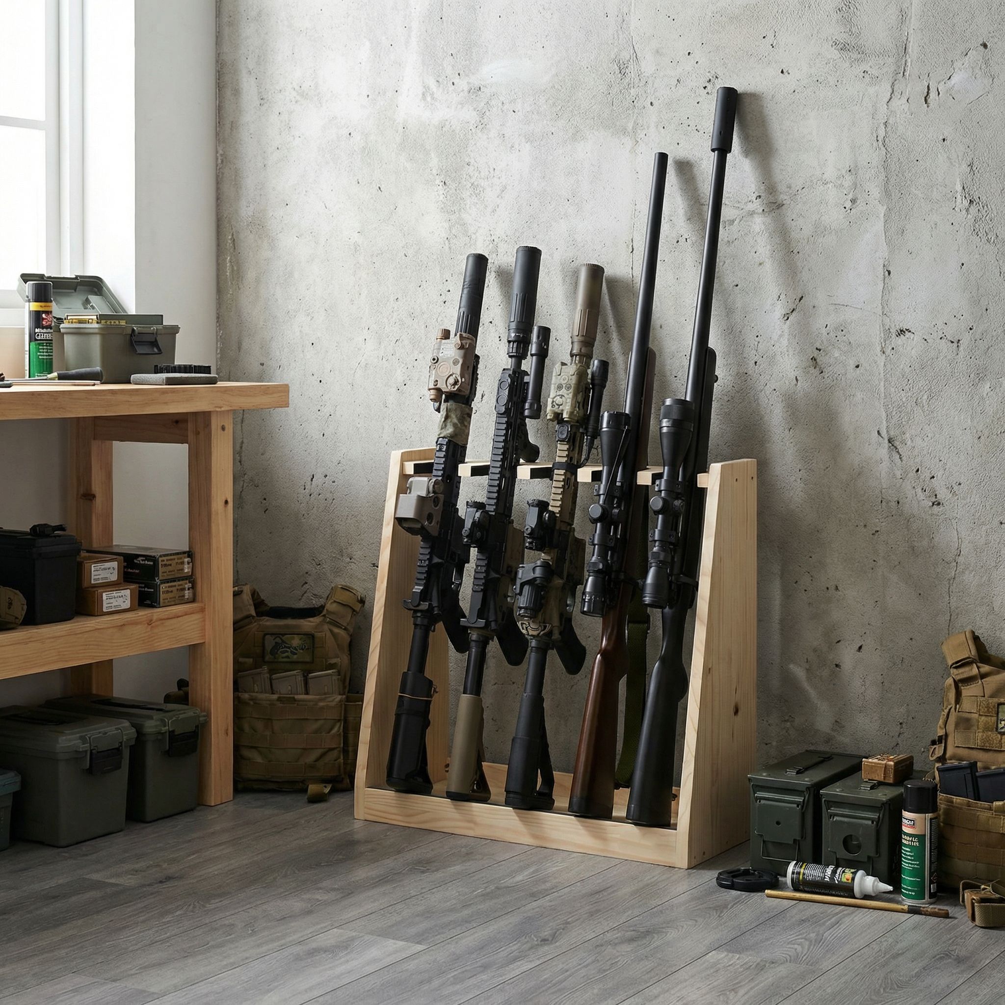 楽天市場】月間優良ショップ連続受賞 WOODWORKS ガンラック 5丁掛