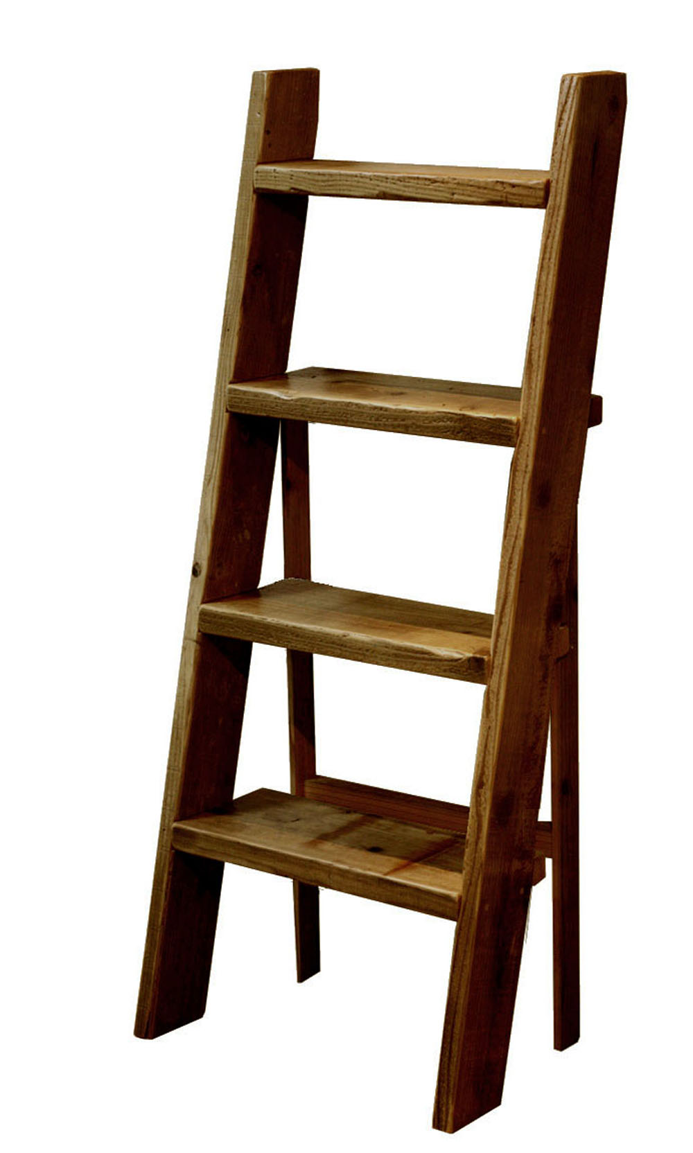 枯れた古い木製の脚立 ラダー 古道具 古家具 梯 シェルフ 棚｜古い木製