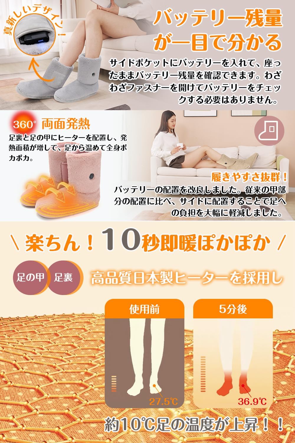 楽天市場】＼期間限定 ポイント20倍／ フットウォーマー コードレス 足